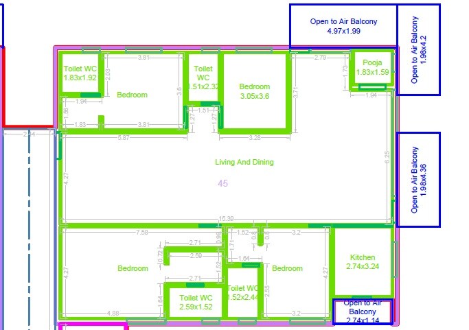 Floor plan of 4 BHK 3257 Sq. Ft. Apartment in Namo Origin, Hyderabad