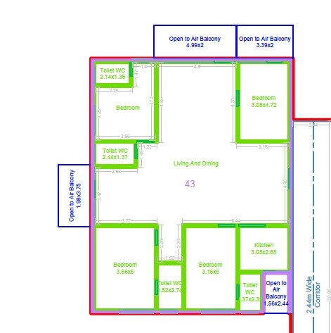 Floor plan of 4 BHK 3520 Sq. Ft. Apartment in Namo Origin, Hyderabad