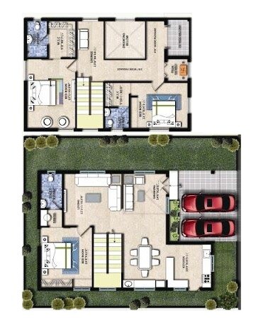 Floor plan of 3 BHK 2310 Sq. Ft. Villa in Natures Trail, Hyderabad