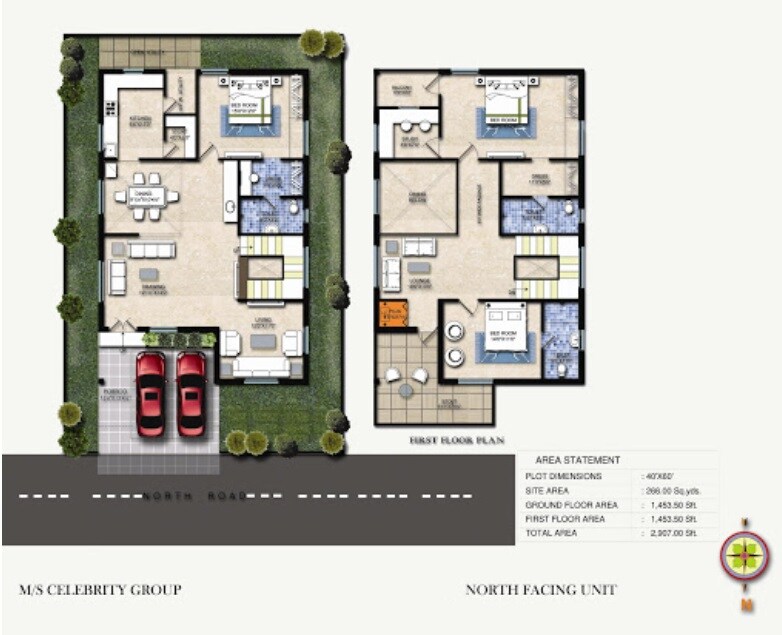 Floor plan of 3 BHK 2907 Sq. Ft. Villa in Natures Trail, Hyderabad