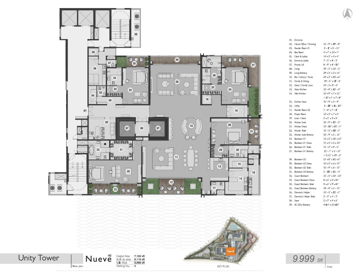 Floor plan of 4 BHK 9999 Sq. Ft. Apartment in Navanaami Megaleio, Hyderabad