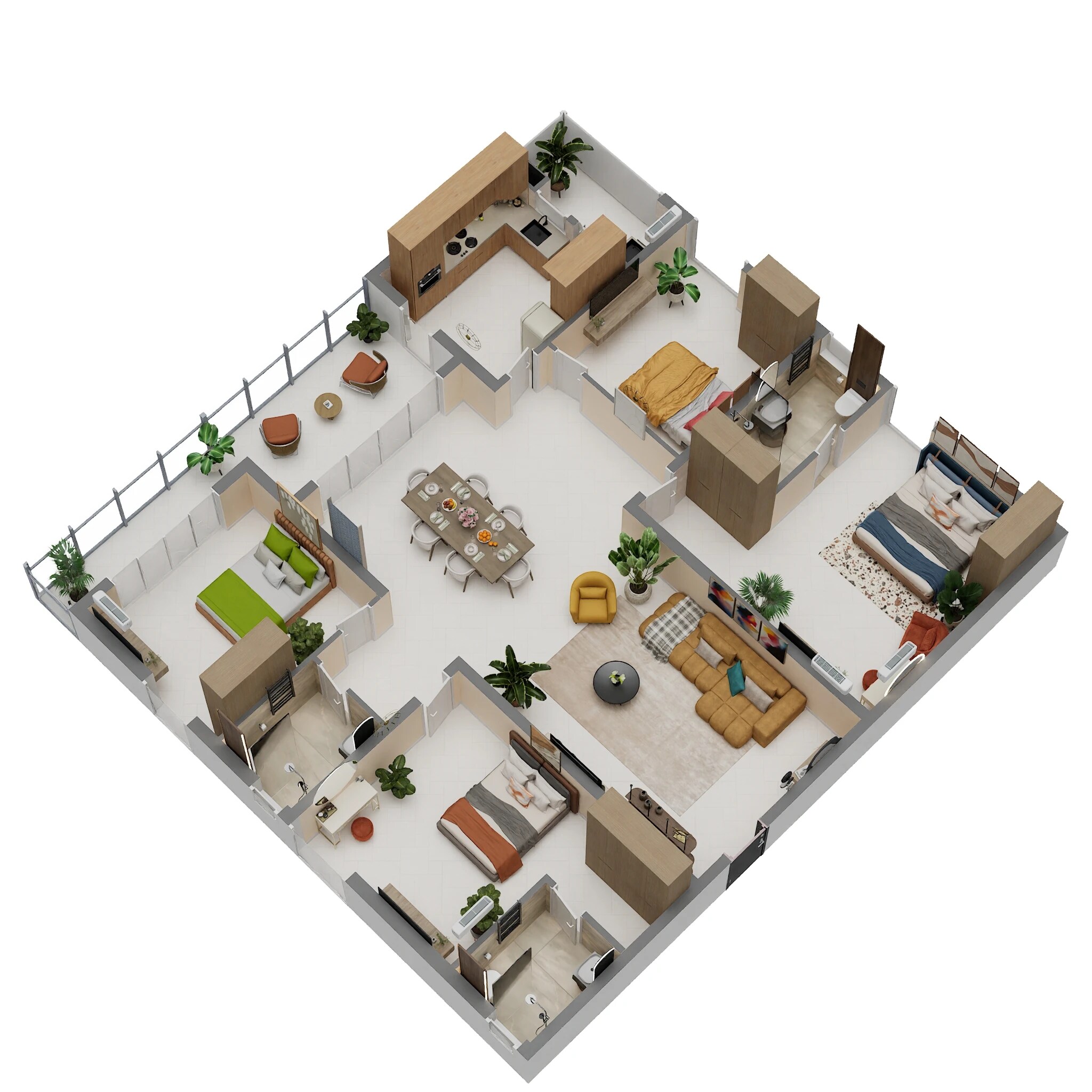 Floor plan of 3 BHK 2437 Sq. Ft. Apartment in Navanaami One, Hyderabad