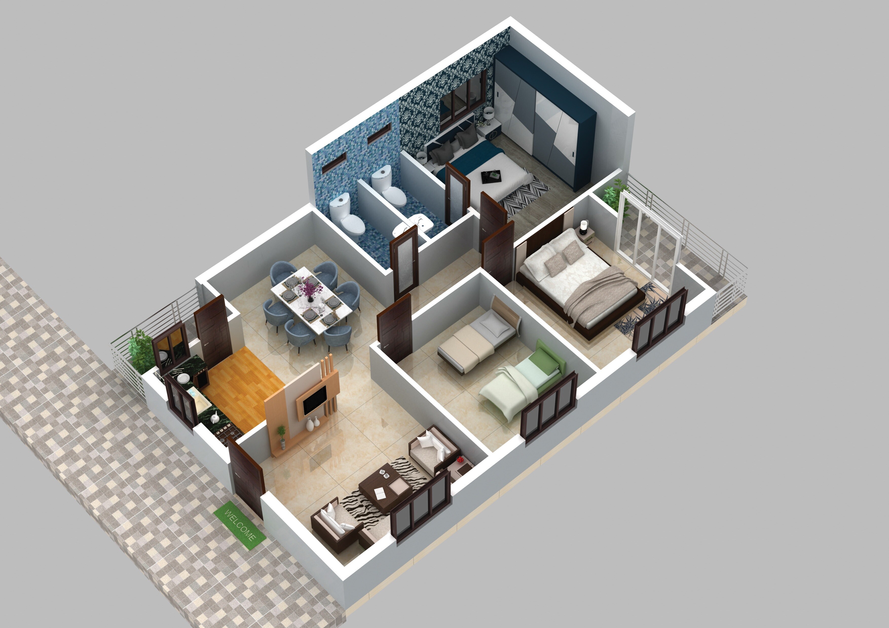 Floor plan of 3 BHK 1302 Sq. Ft. Apartment in Navya The Central, Hyderabad