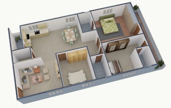 Floor plan of 3 BHK 1700 Sq. Ft. Apartment in Navya Uvera Heights, Hyderabad