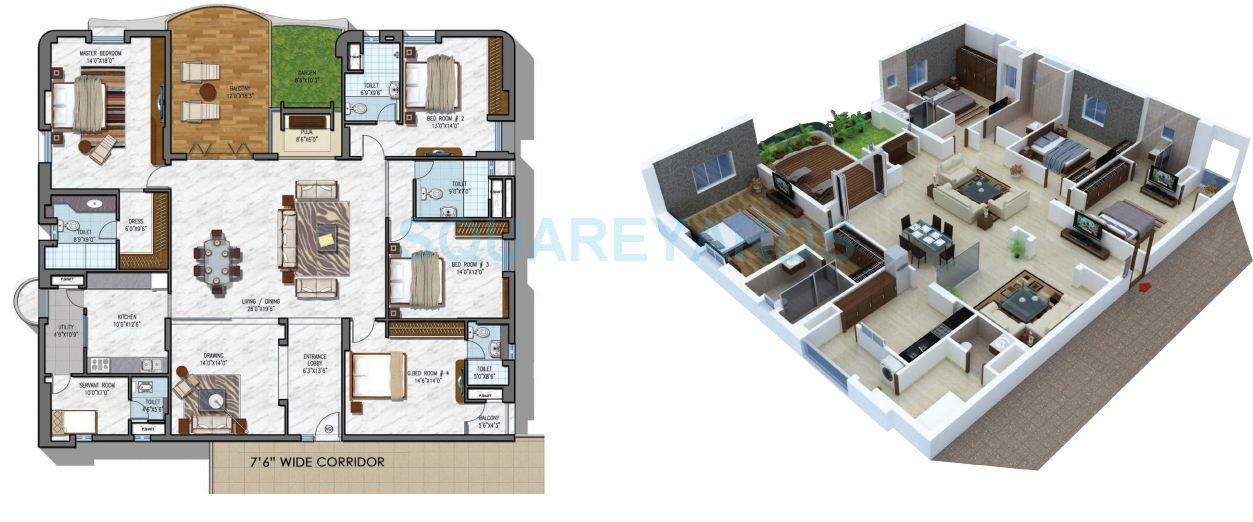  4 BHK Apartment at NCC Urban Gardenia, Gachibowli – for Rent