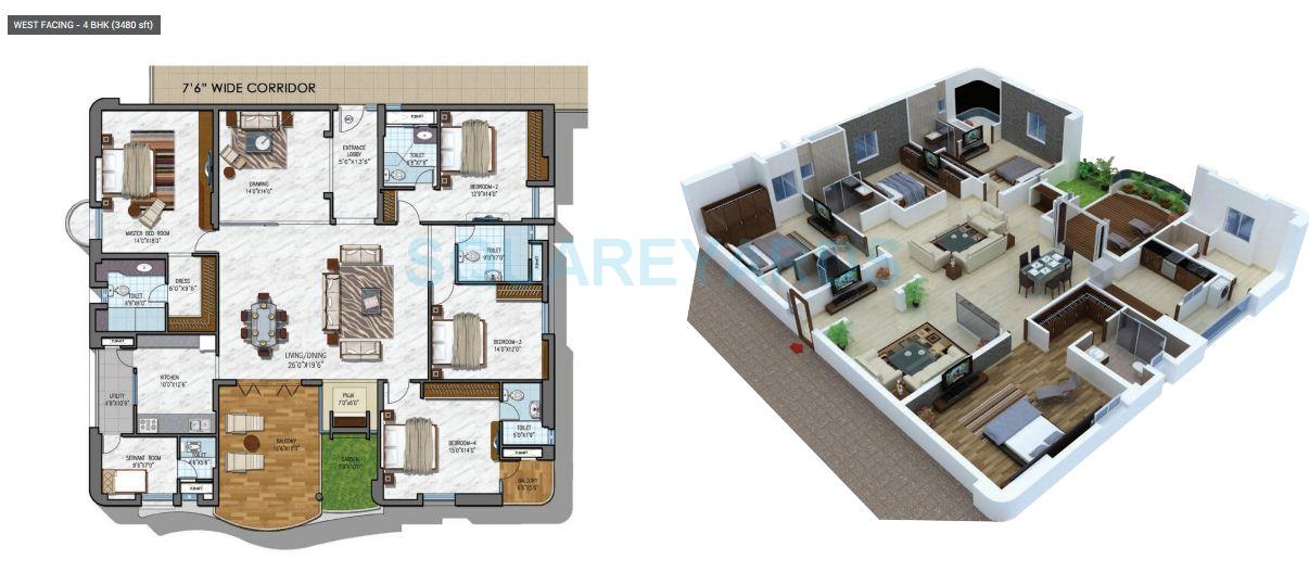 4 BHK 3480 Sq. Ft. Apartment