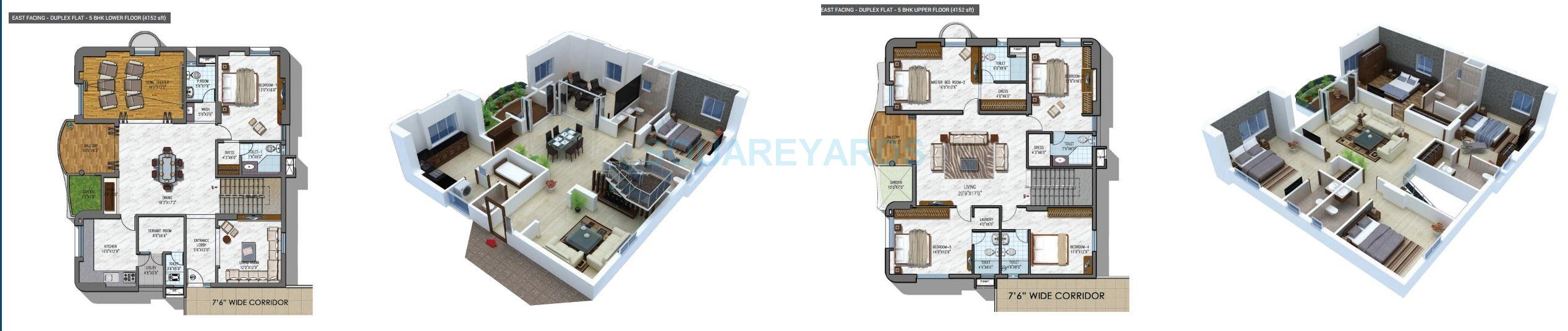 Floor plan of 5 BHK 4152 Sq. Ft. Apartment in NCC Urban Gardenia, Hyderabad