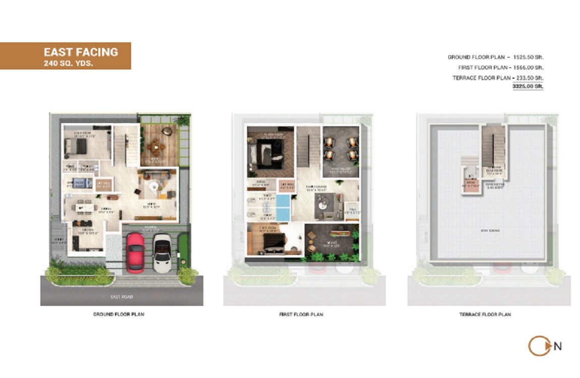Floor plan of 4 BHK 3325 Sq. Ft. Villa in NDR Vipasa, Hyderabad