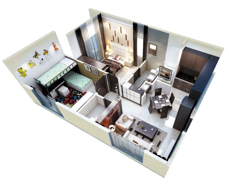 Floor plan of 2 BHK 861 Sq. Ft. Apartment in Nebula Aavaas Hyderabad, Hyderabad