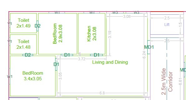 Floor plan of 2 BHK 1089 Sq. Ft. Apartment in Neon Tanmayi, Hyderabad