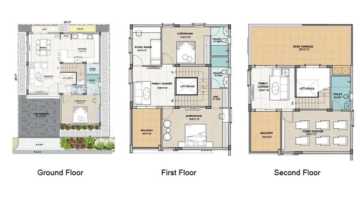 Floor plan of 5 BHK 4600 Sq. Ft. Villa in Nestcon Meluha, Hyderabad