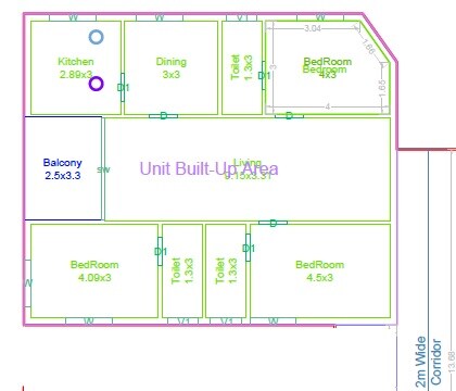 3 BHK 2006 Sq. Ft. Apartment