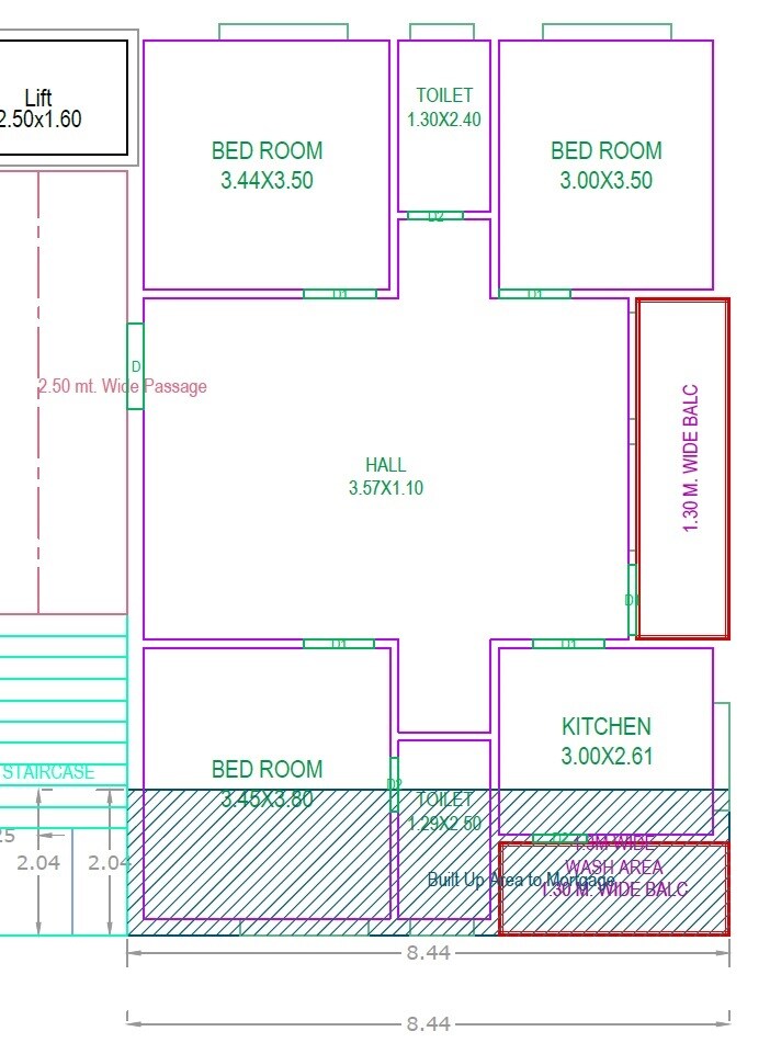 Floor plan of 3 BHK Apartment - 1179 sq. ft. in Nice Crest, Hyderabad