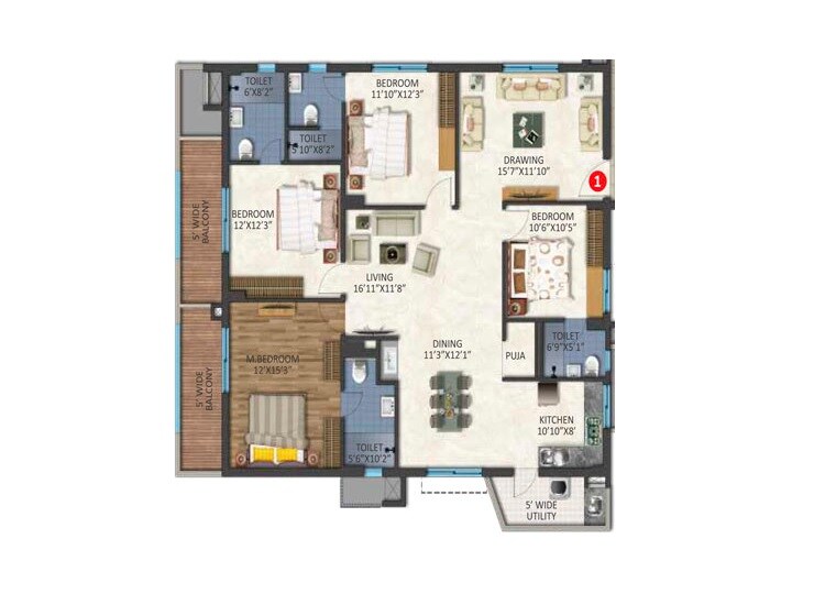 4 BHK 2300 Sq. Ft. Apartment