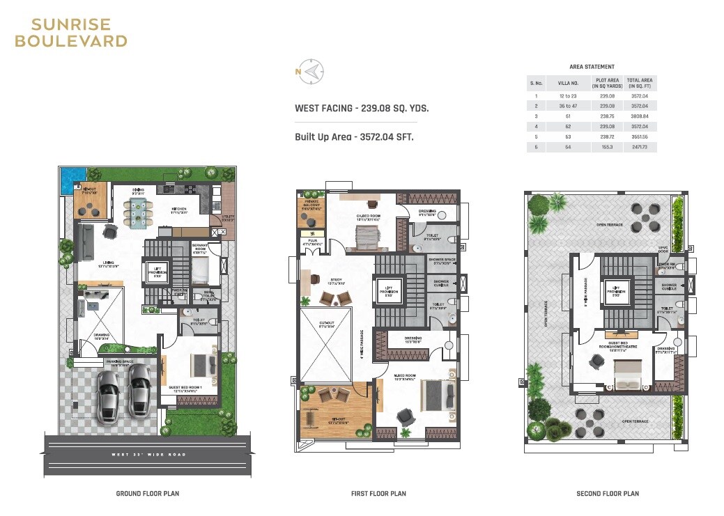 Floor plan of 4 BHK 3572 Sq. Ft. Villa in Nimma Sunrise Boulevard, Hyderabad