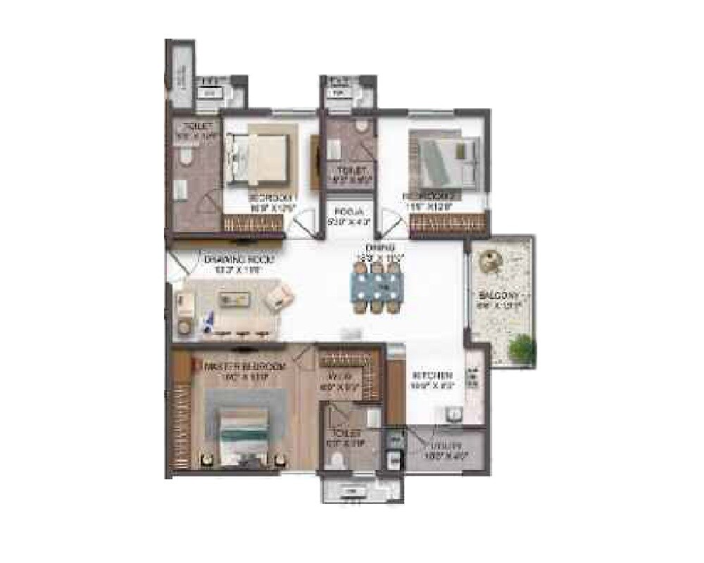 3 BHK 1870 Sq. Ft. Apartment