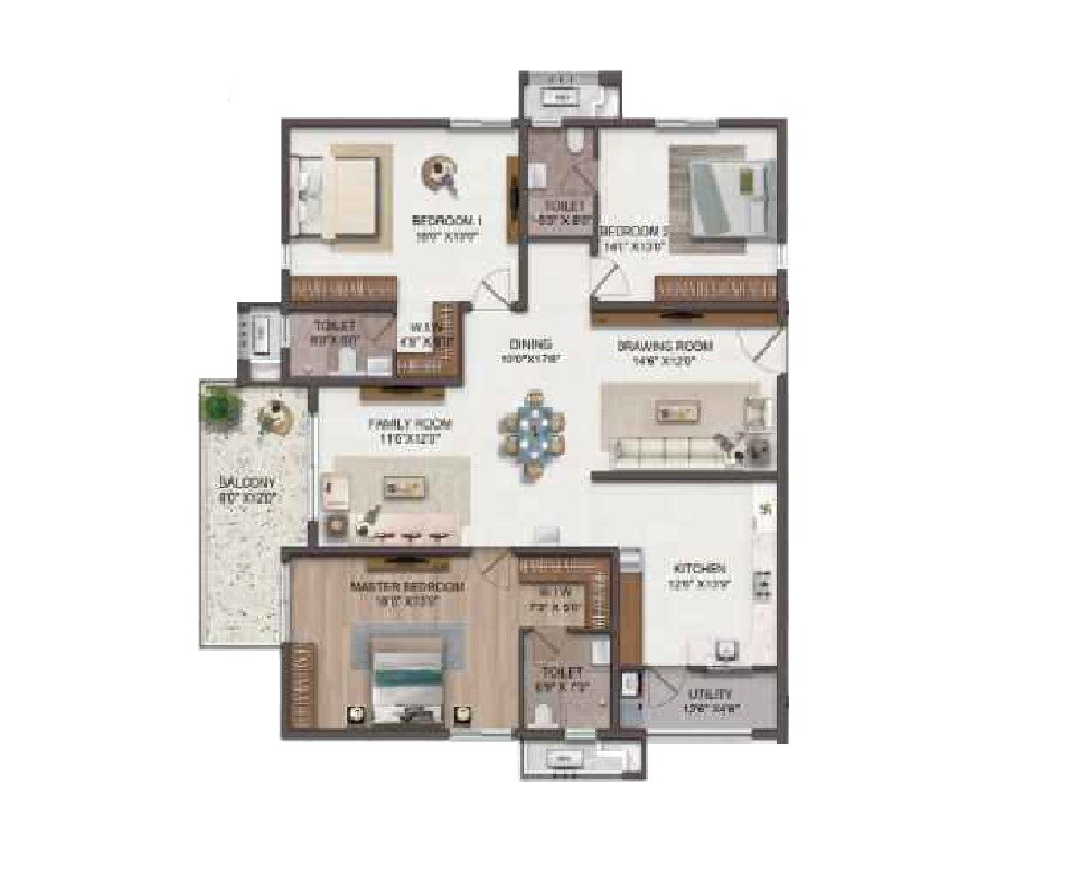 3 BHK 2525 Sq. Ft. Apartment