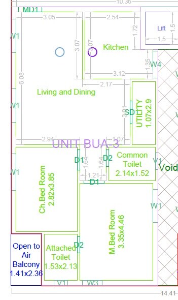 2 BHK 1299 Sq. Ft. Apartment