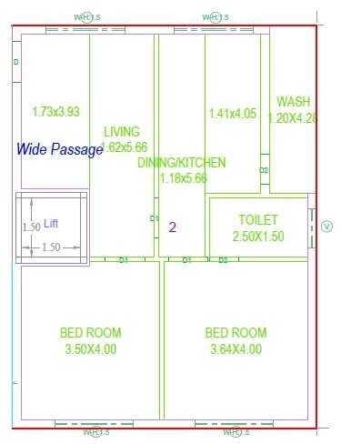 Floor plan of 2 BHK 1150 Sq. Ft. Apartment in NLC Anandi, Hyderabad