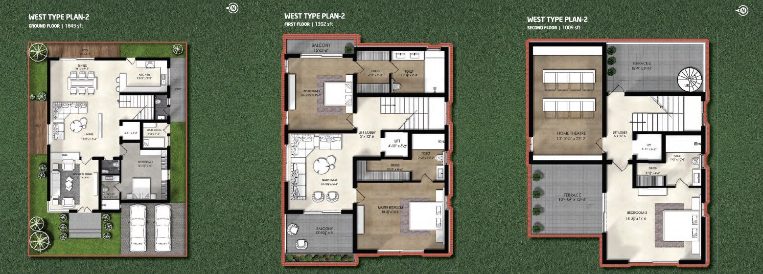 Floor plan of 4 BHK 4244 Sq. Ft. Villa in Northstar Allura, Hyderabad