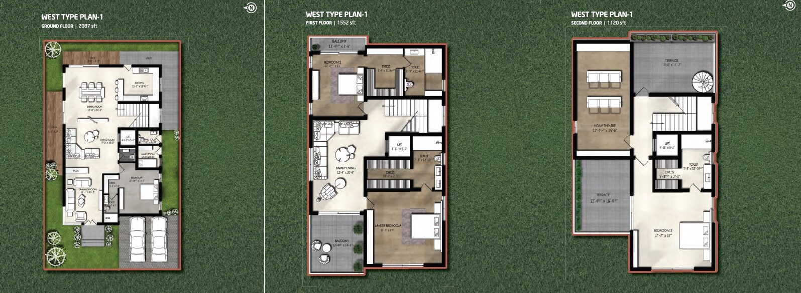 Floor plan of 4 BHK 4759 Sq. Ft. Villa in Northstar Allura, Hyderabad