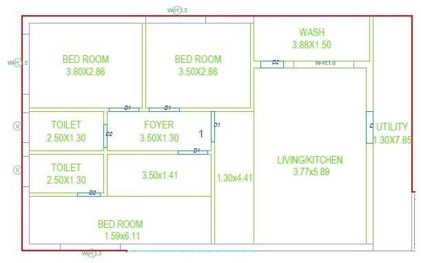 Floor plan of 3 BHK 1757 Sq. Ft. Apartment in NR Infinity, Hyderabad