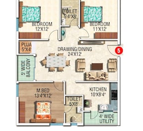 3 BHK 1440 Sq. Ft. Apartment in NRS Piyush