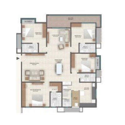 Floor plan of 4 BHK 2964 Sq. Ft. Apartment in NSL East County, Hyderabad