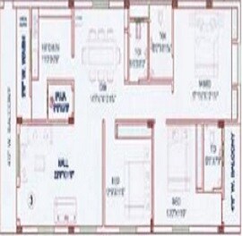 Floor plan of 3 BHK 2015 Sq. Ft. Apartment in NVR Sree Sainatha Towers, Hyderabad