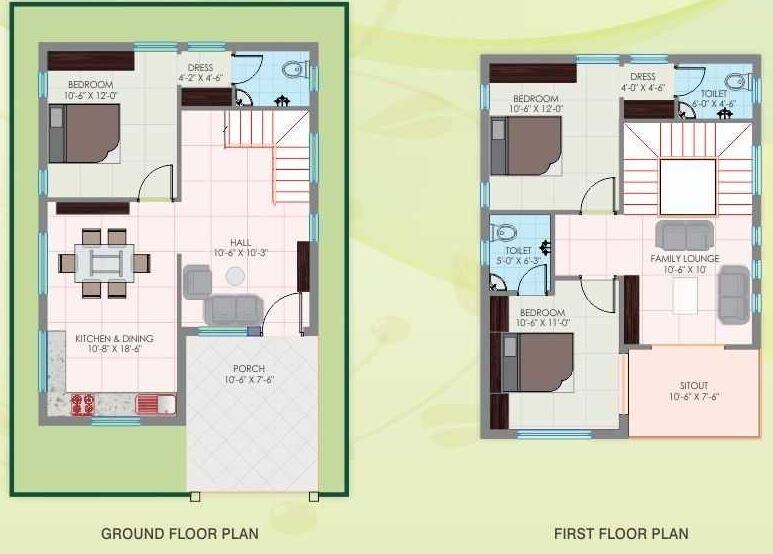 Floor plan of 3 BHK 1959 Sq. Ft. Villa in Octagon Assets Kashish Homes, Hyderabad