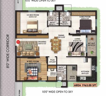  3 BHK Apartment at Kondapur – for Rent