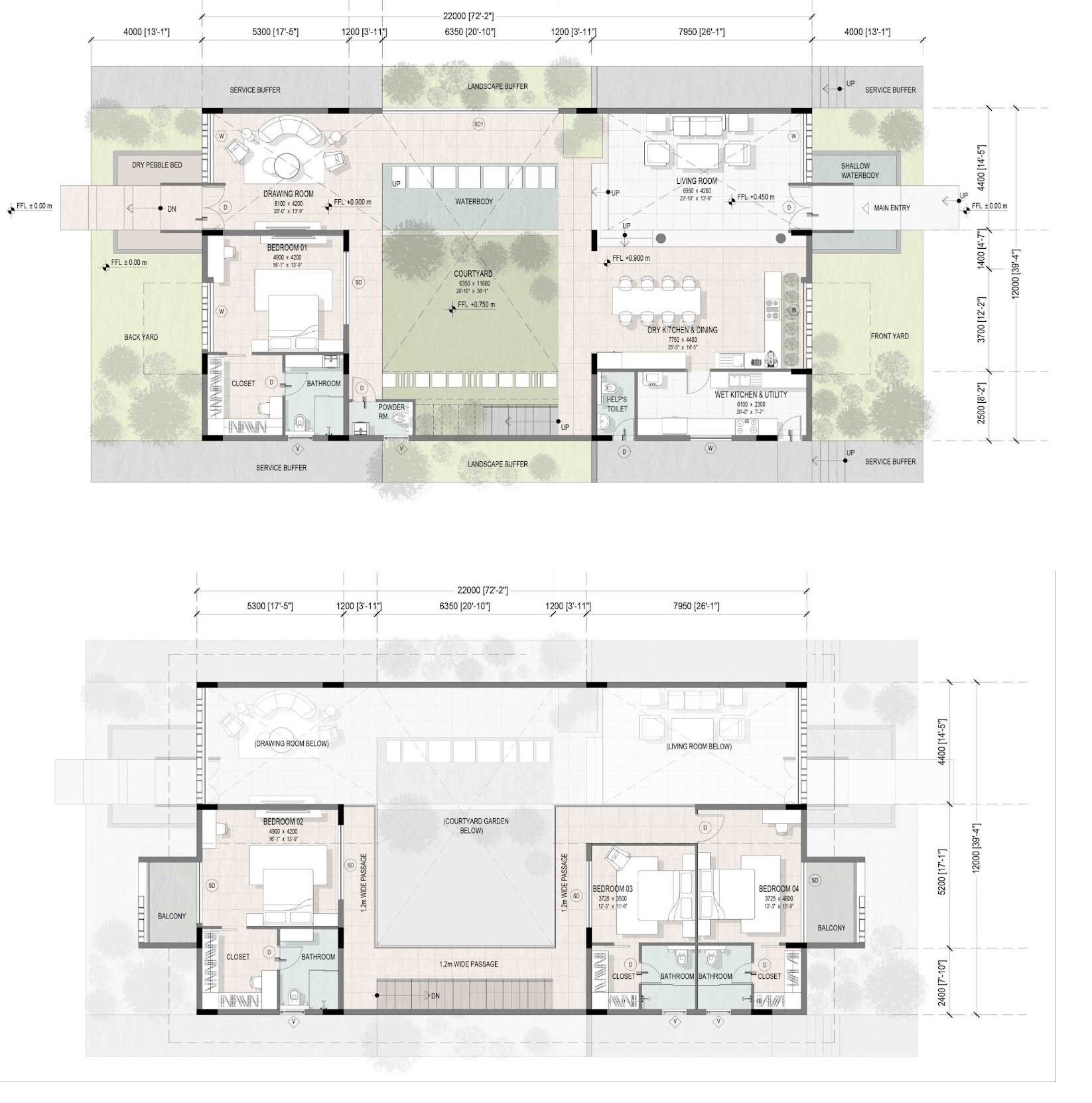 Floor plan of 4 BHK 4373 Sq. Ft. Villa in Organo Ibrahimpalle, Hyderabad