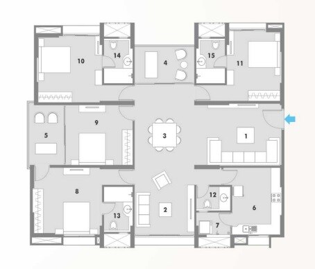 Floor plan of 4 BHK 1670 Sq. Ft. Apartment in Pacifica Hillcrest Phase 1, Hyderabad