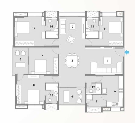Floor plan of 4 BHK 1699 Sq. Ft. Apartment in Pacifica Hillcrest Phase 1, Hyderabad