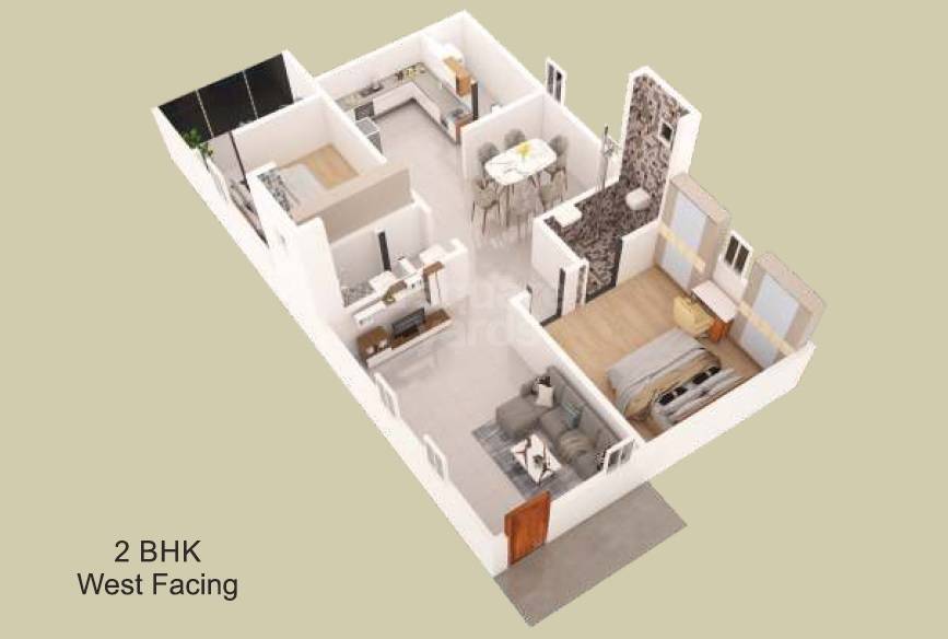Floor plan of 2 BHK 1260 Sq. Ft. Apartment in Panchajanya Syamala Elite, Hyderabad