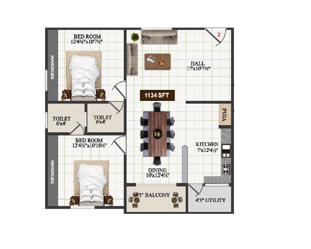 2 BHK 1134 Sq. Ft. Apartment in Param Navya Anmol