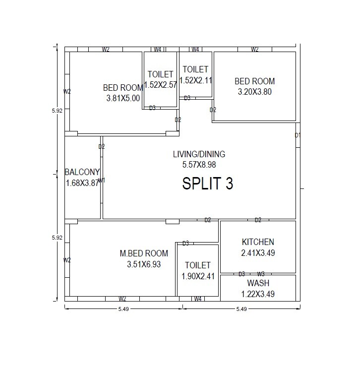 Floor plan of 3 BHK 2050 Sq. Ft. Apartment in Paramount Hill County, Hyderabad