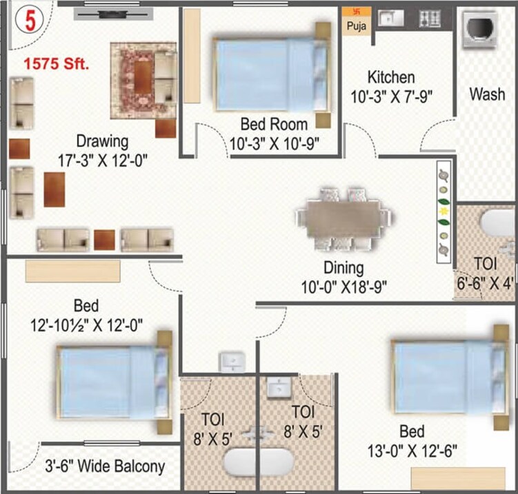 parijatha pride apartment 3bhk 1575sqft 1