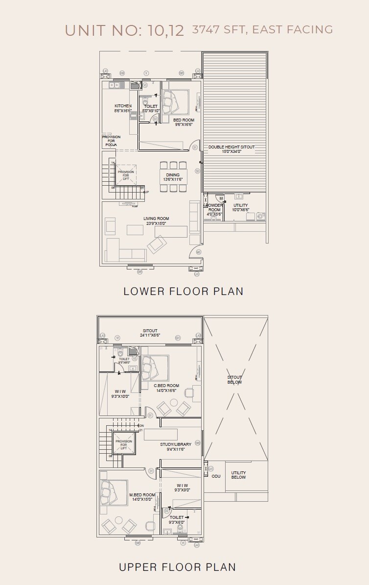 Floor plan of 3 BHK 3747 Sq. Ft. Apartment in PCH River Breeze, Hyderabad