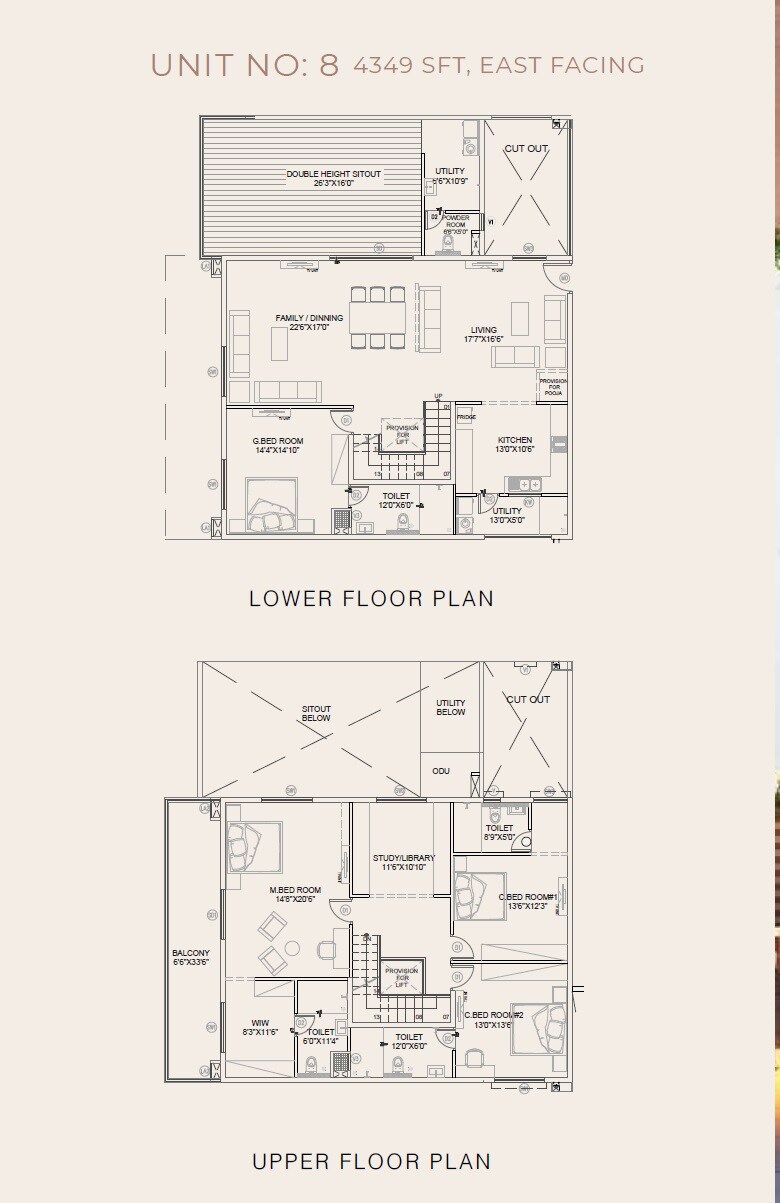 Floor plan of 4 BHK 4349 Sq. Ft. Apartment in PCH River Breeze, Hyderabad