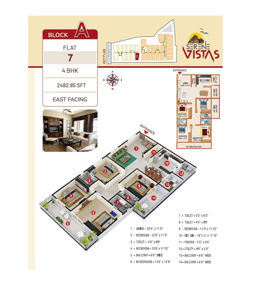 Floor plan of 4 BHK 2483 Sq. Ft. Apartment in Peers Serene Vistas, Hyderabad