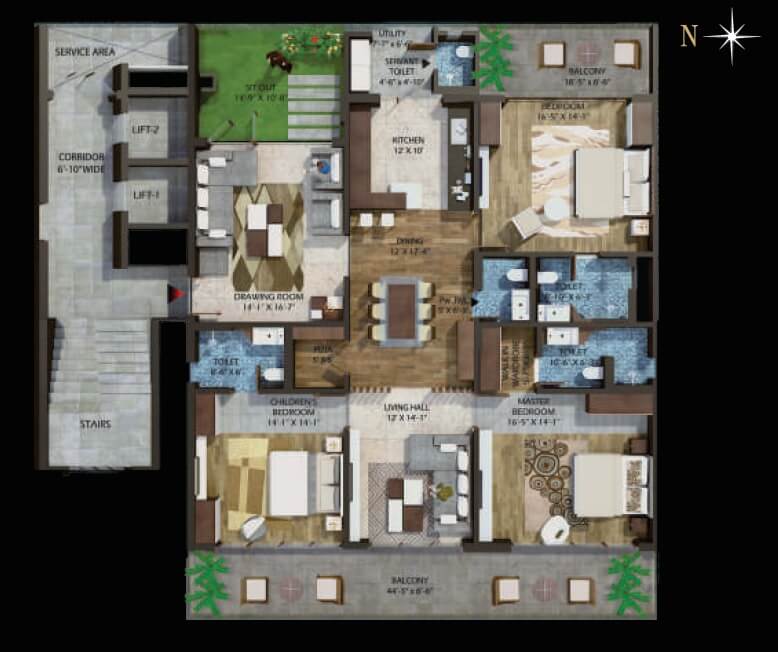 3 BHK 3537 Sq. Ft. Apartment