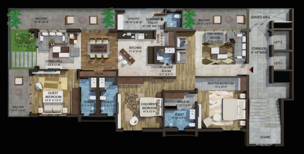 3 BHK 3798 Sq. Ft. Apartment