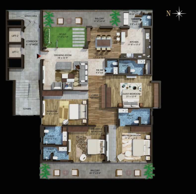 4 BHK 4330 Sq. Ft. Apartment