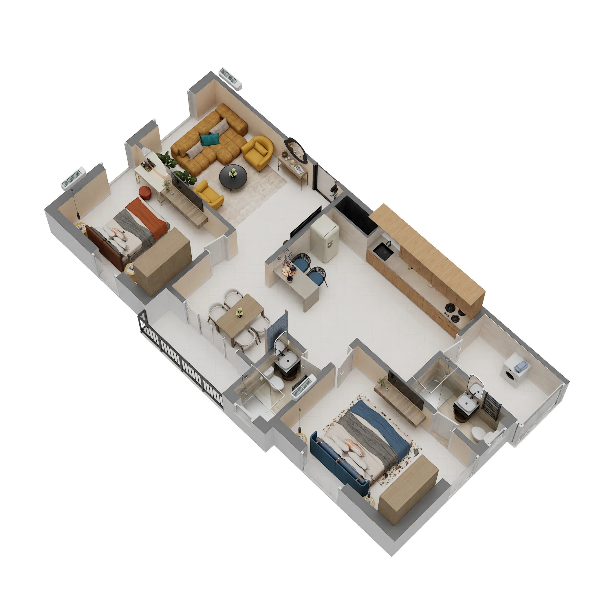 Floor plan of 2 BHK 1260 Sq. Ft. Apartment in Pinnacle Lakshmi Enclave, Hyderabad