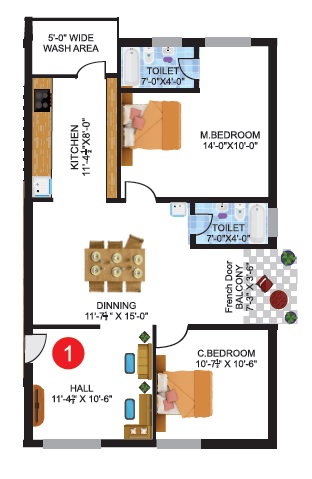 2 BHK 1250 Sq. Ft. Apartment in Platinum Vista Manikonda