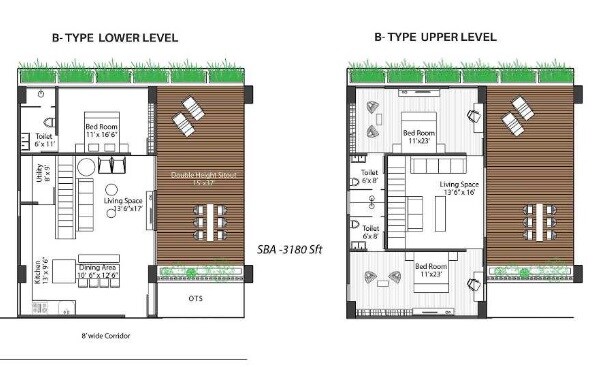 Floor plan of 3 BHK 3290 Sq. Ft. Apartment in Pooja Magic Breeze, Hyderabad