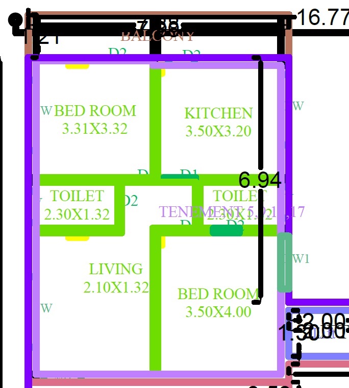 2 BHK 1140 Sq. Ft. Apartment in Poorna PG Green Homes