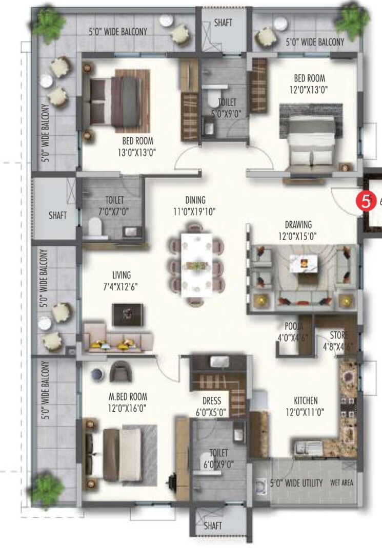 Other, poulomi-avante 3 Bedroom 2130 Sq.Ft. Apartment In Kokapet Hyderabad 8794047