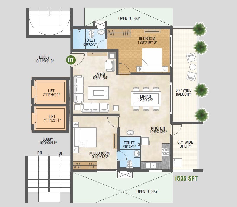 2 BHK 1535 Sq. Ft. Apartment in Pragathi Green Woods